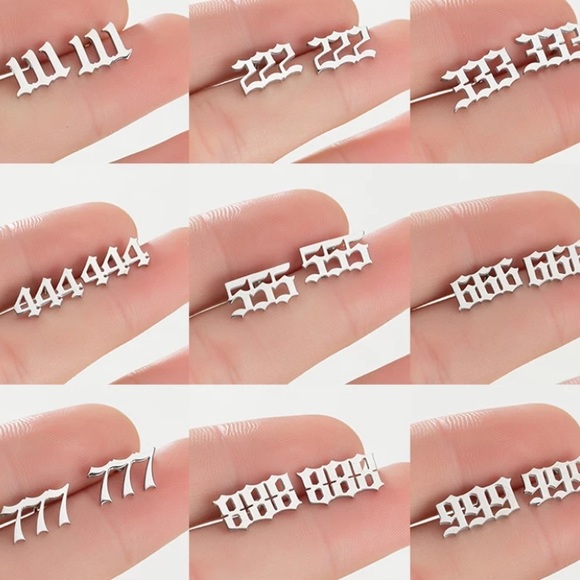 Jewelry - Angel numbers silver stud earrings studs earring set pair lucky numerology new